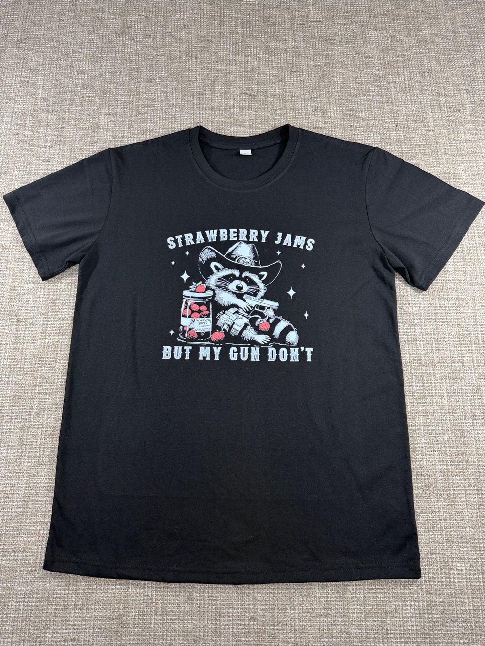 Black Graphic Tee - Strawberry Jams